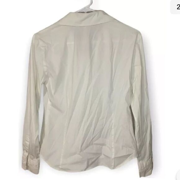Lafayette 148 New York White Blouse Button Down Pleated Blouse Top Size 4 - Picture 2 of 5
